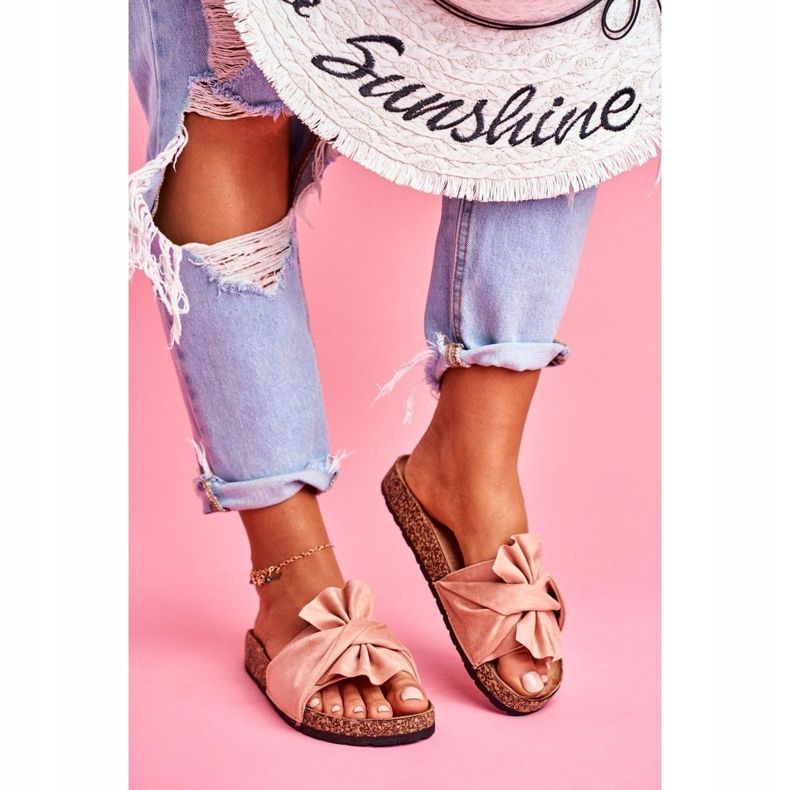 PS1 Dámské pantofle na korkové béžové mašle Felis béžový 1