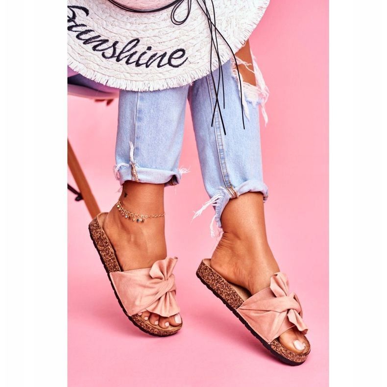 PS1 Dámské pantofle na korkové béžové mašle Felis béžový 2