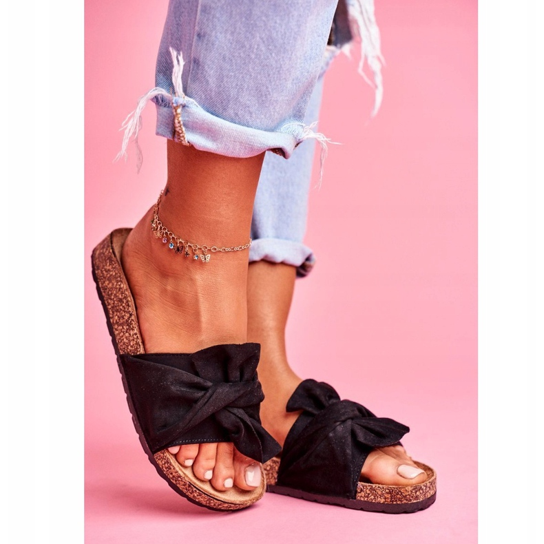 SEA Dámské pantofle na korkových mašlích černé Felis černá 1