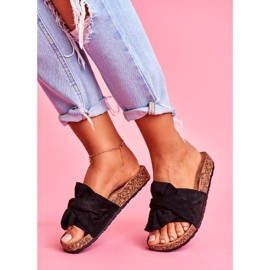 SEA Dámské pantofle na korkových mašlích černé Felis černá 2