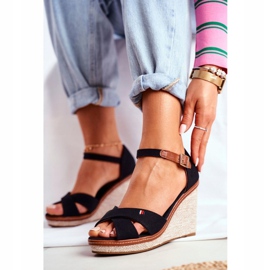 SEA Dámské sandály na klínku černé LaMane černá 1