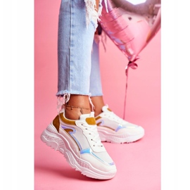 BUGO Dámské sportovní boty žlutá a bílá paměť bílý 1