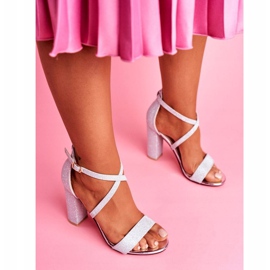 PS1 Dámské sandály na podpatku Brocade Silver Vivi šedá 1 PS1 Dámské sandály na podpatku Brocade Silver Vivi šedá 1