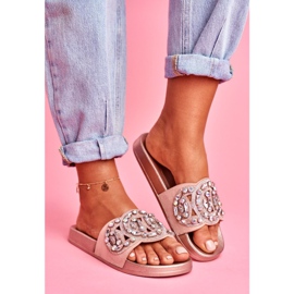 PS1 Dámské pantofle s krystaly růžové zlato Audrey růžový žlutá 1