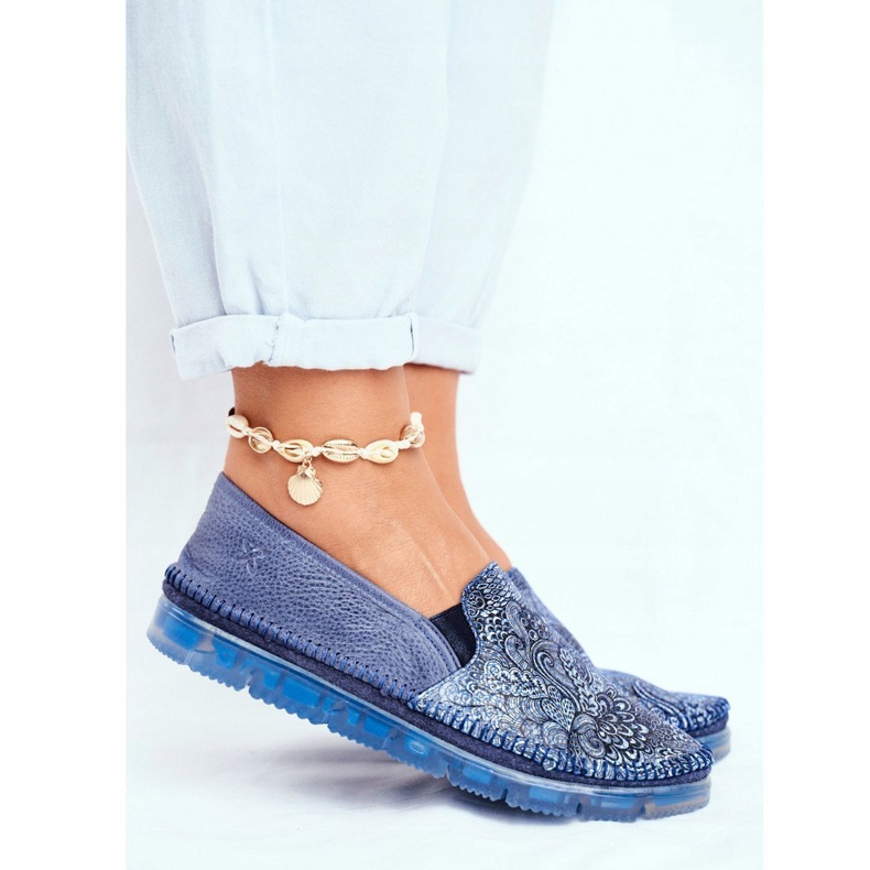 Dámské brogues Maciejka Slip-on Leather Navy Blue 03512-45 námořnická modř 2