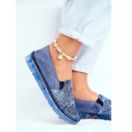 Dámské brogues Maciejka Slip-on Leather Navy Blue 03512-45 námořnická modrá 1