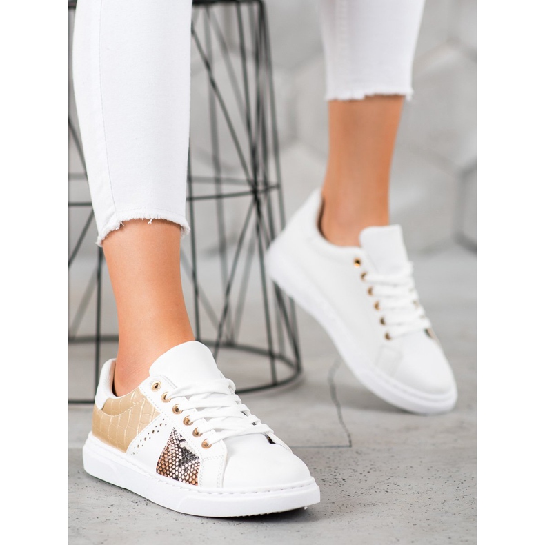 SHELOVET Pohodlné bílé tenisky bílý žlutá 2