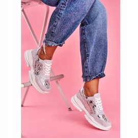 S.Barski Dámské sportovní boty Kožené stříbrné tenisky Palm Bay šedá 1