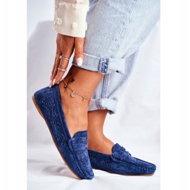 S.Barski Dámské mokasíny s prolamovanou kůží Navy Blue Salem námořnická modř 1