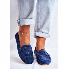 S.Barski Dámské mokasíny s prolamovanou kůží Navy Blue Salem námořnická modrá 2