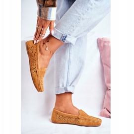 S.Barski Dámské mokasíny s prolamovanou kůží Camel Salem hnědý 2 S.Barski Dámské mokasíny s prolamovanou kůží Camel Salem hnědý 2