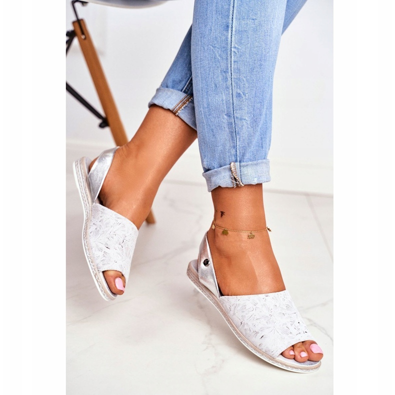 Dámské sandály Flat Sergio Leone Silver SK030 šedá 2