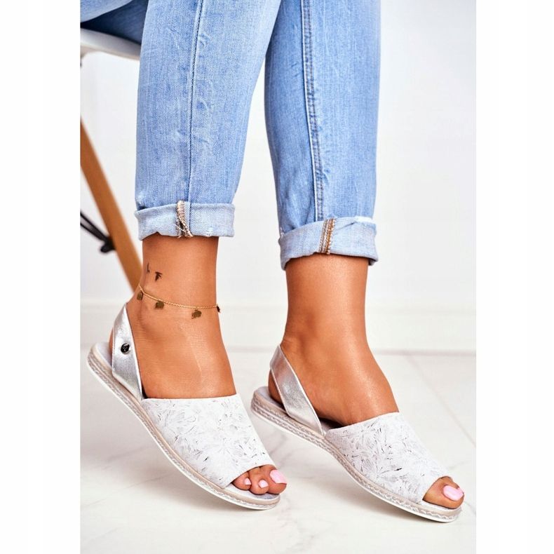 Dámské sandály Flat Sergio Leone Silver SK030 šedá 1