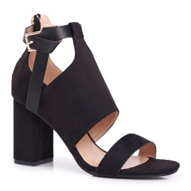 Vinceza Dámské sandály na vysokém podpatku se stopkou černé dlaně černá 1