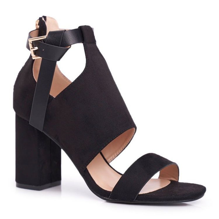 Vinceza Dámské sandály na vysokém podpatku se stopkou černé dlaně černá 1