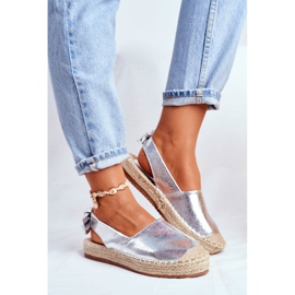 FRJ Dámské stříbrné konturové espadrilky šedá 2