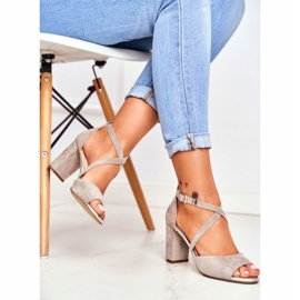 Dámské sandály na vysokém podpatku Sergio Leone Grey SK865 šedá 2