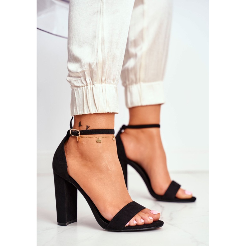 ADY Dámské sandály na podpatku semiš černé Anastasie černá 1