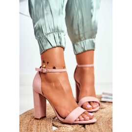 ADY Dámské sandály na podpatku semišové růžové Anastasie růžový 1