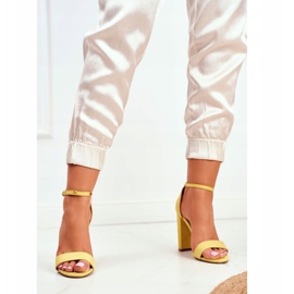 FW1 Dámské sandály na podpatku semišové žluté Anastasie žlutá 1