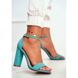 ADY Dámské sandály na podpatku semišové zelené Anastasie zelená 2