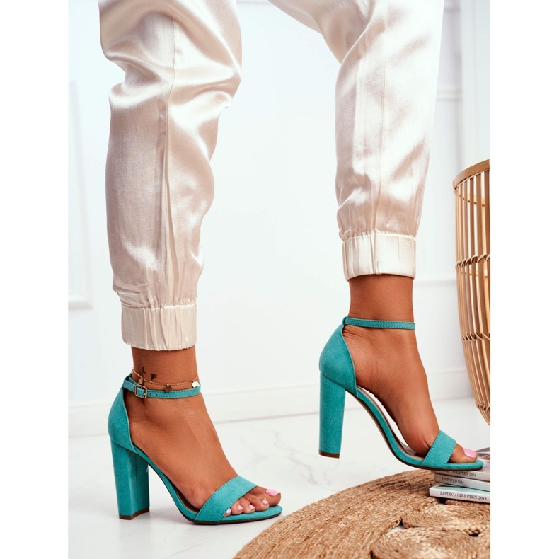 ADY Dámské sandály na podpatku semišové zelené Anastasie zelená 1