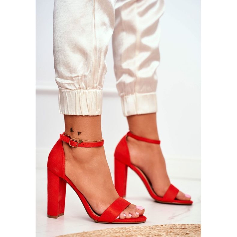 FW1 Dámské sandály na podpatku semišové oranžové Anastasie oranžový 2