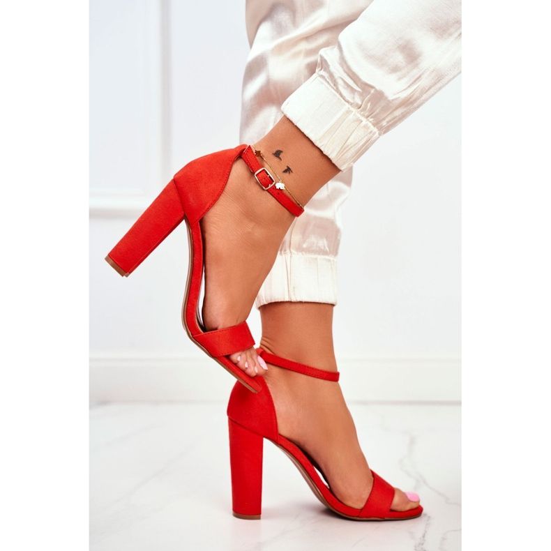 FW1 Dámské sandály na podpatku semišové oranžové Anastasie oranžový 1