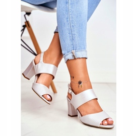 Dámské sandály na vysokém podpatku Sergio Leone Silver SK778 hnědý vícebarevný šedá 2