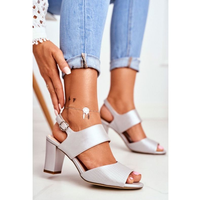 Dámské sandály na vysokém podpatku Sergio Leone Silver SK778 hnědý vícebarevný šedá 1