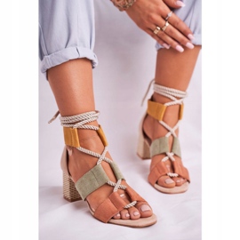 Bellucci Dámské sandály na podpatku semišové barevné Beckie hnědý vícebarevný 1