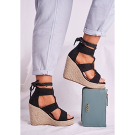 Bellucci Dámské sandály na klínu Espadrilles černé Krásné černá 2 Bellucci Dámské sandály na klínu Espadrilles černé Krásné černá 2