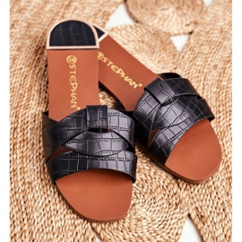 HAN Dámské pantofle Hadí kůže Černá šance černý 1