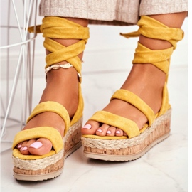 FS1 Dámské sandály na platformě svázané žluté La oblíbené žlutá 2 FS1 Dámské sandály na platformě svázané žluté La oblíbené žlutá 2