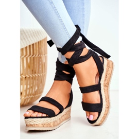 HAN Dámské sandály na platformě svázané černé La oblíbené černá 2 HAN Dámské sandály na platformě svázané černé La oblíbené černá 2