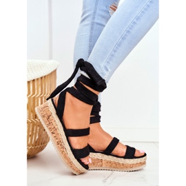 HAN Dámské sandály na platformě svázané černé La oblíbené černý 1