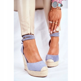 FB2 Dámské sandály na plátěné klínové modré kantole modrý 1 FB2 Dámské sandály na plátěné klínové modré kantole modrý 1