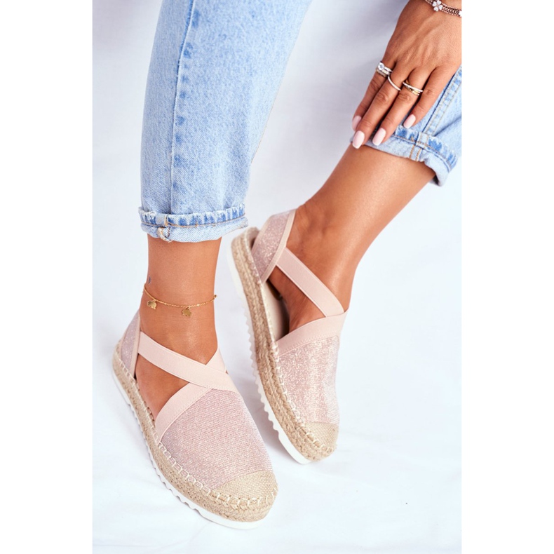 ADY Dámské espadrilky s vykrojeným motivem Pink Glitter růžový 2
