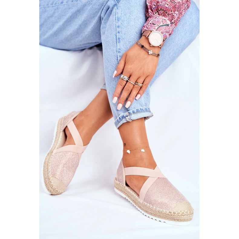 ADY Dámské espadrilky s vykrojeným motivem Pink Glitter růžový 1