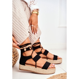Dámské espadrilky na platformě Svázané černé Fuerty černý 1