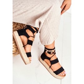 Dámské espadrilky na platformě Svázané černé Fuerty černý 2