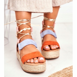 Dámské espadrilky na platformě svázaly oranžovou Fuertu oranžový 2