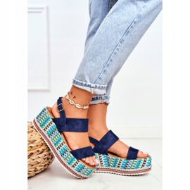 FW1 Dámské sandály na klínu Espadrilles, námořnická modř Sandy 2