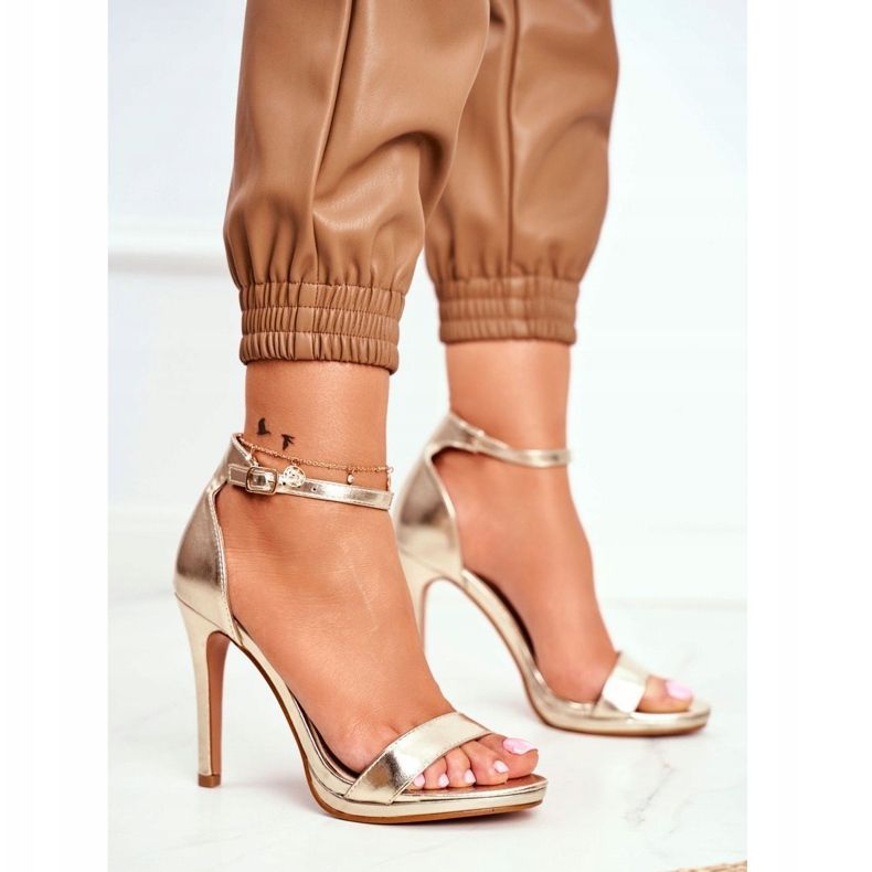 ADY Dámské sandály na vysokém podpatku Golden Frenzy zlatý 1