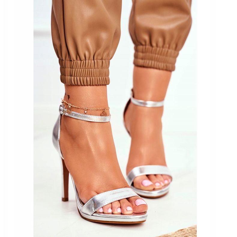 FW1 Dámské sandály na vysokém podpatku Silver Frenzy šedá 2