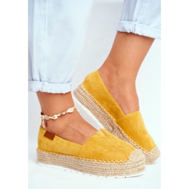 FRBS Dámské espadrilky na žluté plátěné platformě La Playa žluť 2
