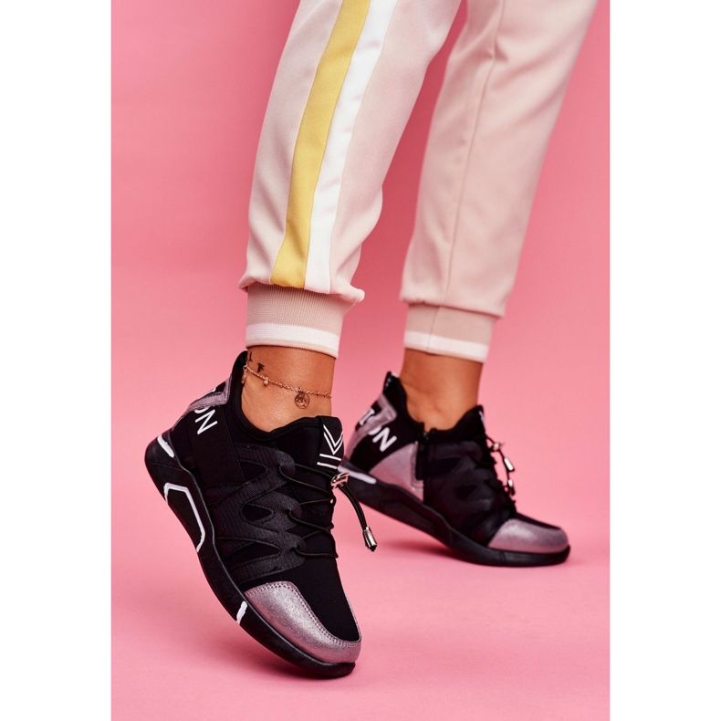 SEA Dámská sportovní obuv se zipem a manžetou, černošedá, terfinová černá 1