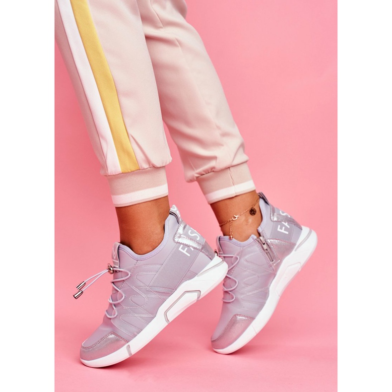 SEA Dámská sportovní obuv se zapínáním na zip a lemem v šedém terfinu šedá 2