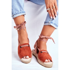 FRJ Dámské espadrilky na lněné platformě Orange Monacoz oranžový 1