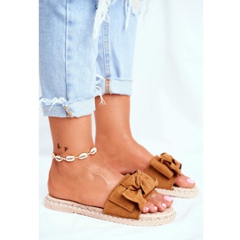 FRJ Dámské pantofle s mašlí Velbloudí štěstí hnědý 2